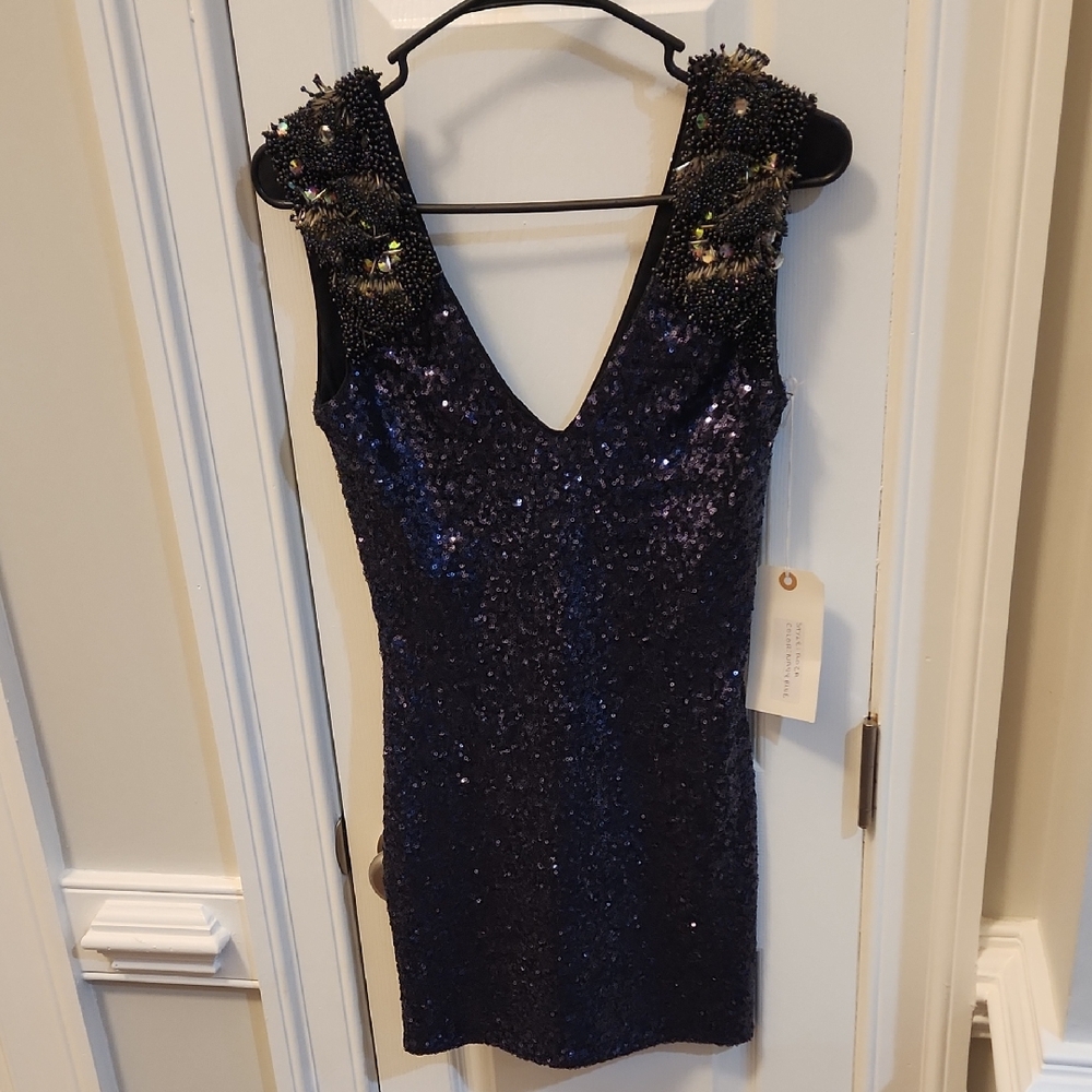 Elegant Sequin & Beaded Mini Dress